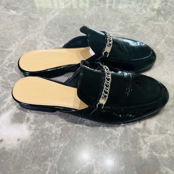MARC FISHER Womens Blk Pam Square Toe Block Slip On Patent Leather Shoes SZ 9.5 - Picture 2 of 4